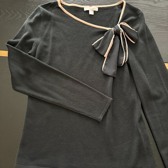 New York & Company Long Sleeve Slant Neck Sweater w/Tie Sz Small Black/Mauve EUC - Picture 4 of 9